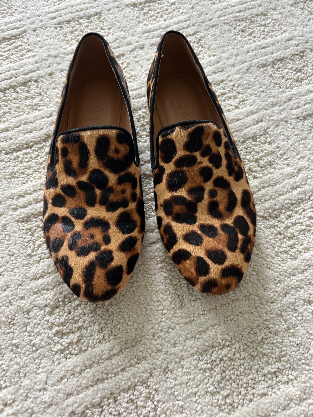 J. Crew Leopard Print Slip-On Loafers in Brown and Black